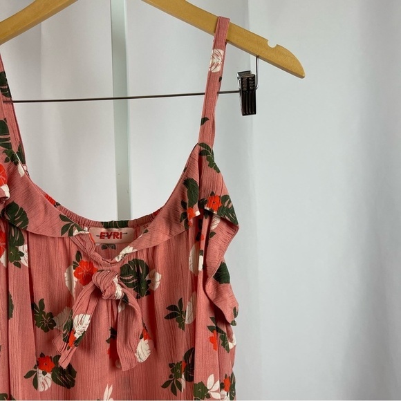 Evri 3X Floral Bow Ruffle Boho Cottagecore Flowy Tank Top Vacation Beachy Leaf - Picture 8 of 8